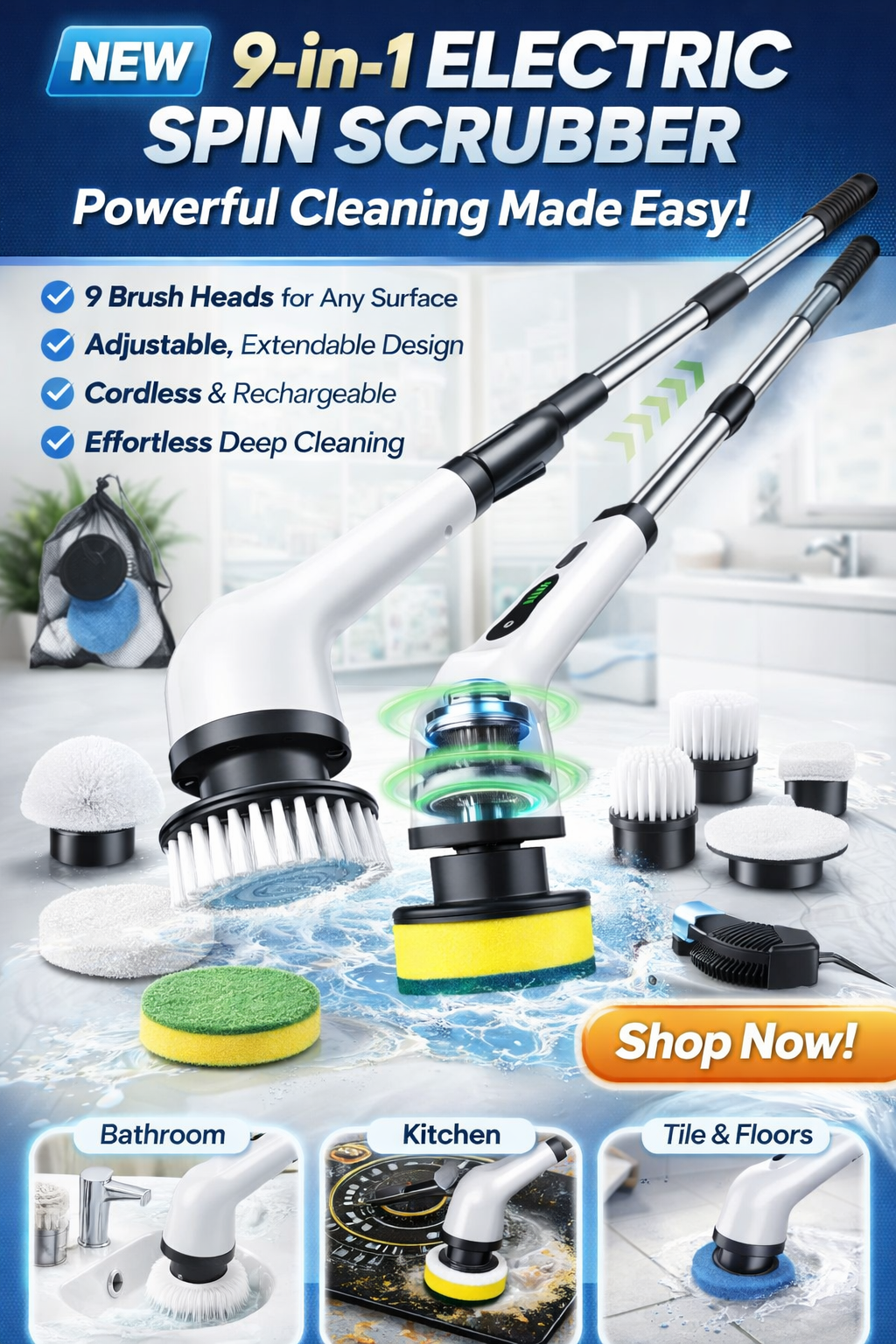 9 in 1 Electric Spin Scrubber