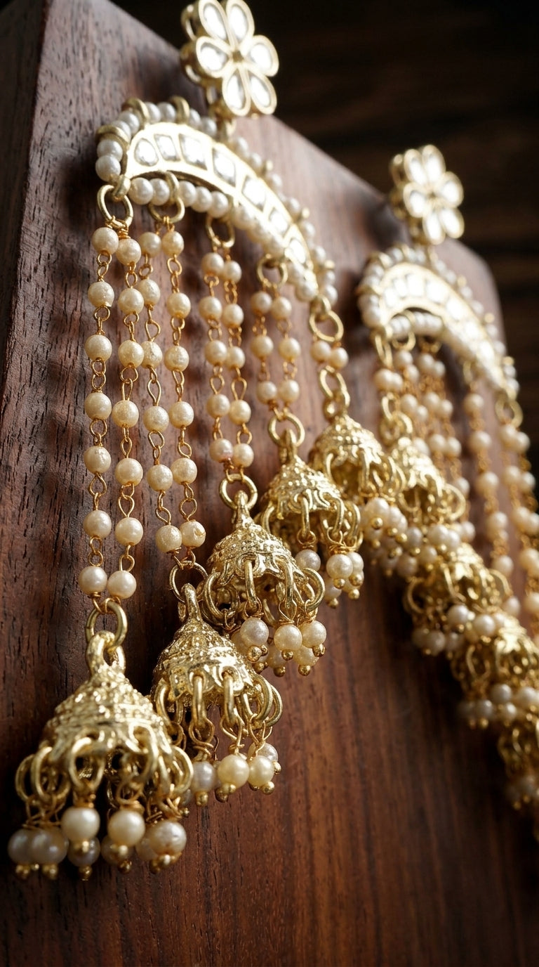 Gold Earrings with Pearls